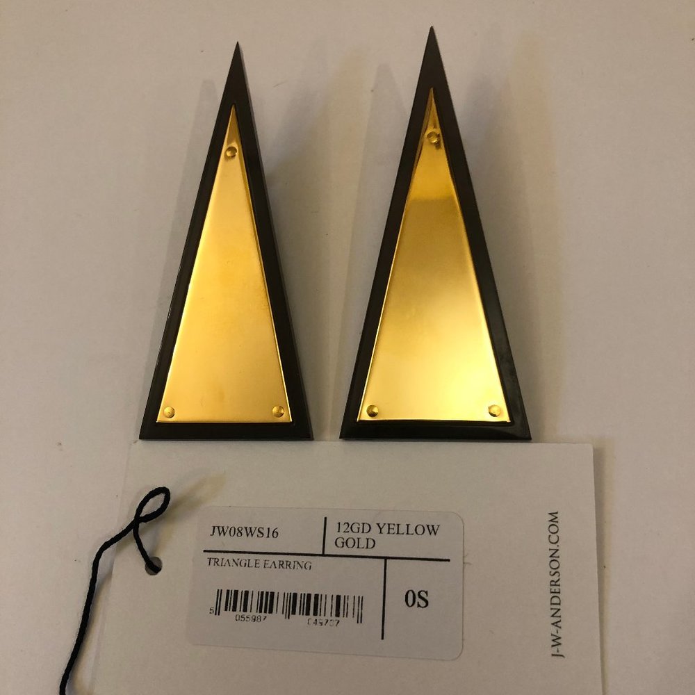 JW Anderson yellow gold triangle earrings